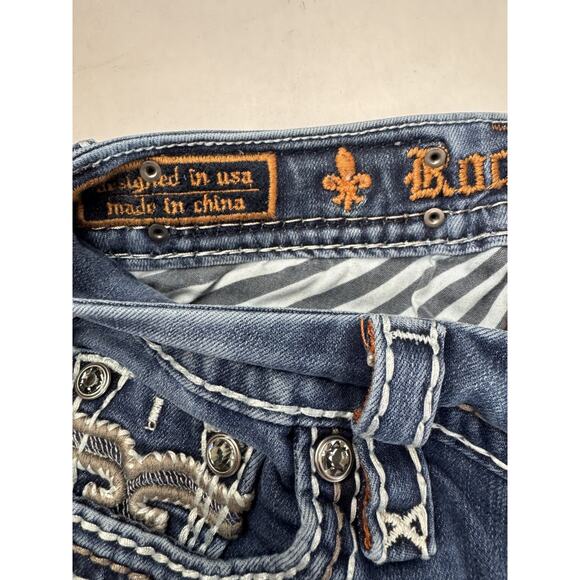 ROCK REVIVAL 25 Avery Straight Low Rise Western Pocket Flap Jewels Studs Cowboy - Picture 4 of 13